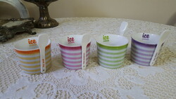 4 Pcs. Cheerful colorful sweet porcelain ice cream mug with spoon