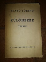 Künbéke - poems by Lőrinc szabo athenaeum publishing house