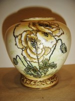 Gyönyörű antik osztrák szecessziós ROYAL VIENNA ALEXANDRA váza arany pipacsokkal