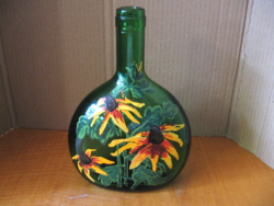 Retro green sunflower bottle