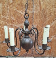 Antique Flemish copper chandelier - 5 branches