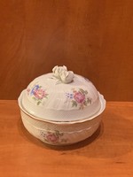 Virágos porcelán bombonier Hollóháza