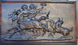 Carved mahogany image / panel mythology centaurs