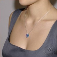 New swarovski crystal pendant necklace with anti-allergenic chain, eternal value in 8 colors. !
