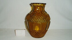 Régi borostyán színű üveg váza - 19 cm