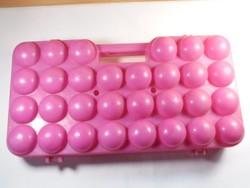 Retro régi rózsaszín hordozható műanyag tojástartó - 30 db-os