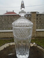 Nagyméretű ólom kristály fedeles urna váza brutálisan sok sok kézi csiszolással  hibátlan