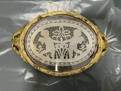 Antique baroque tray with putto or angelic lace