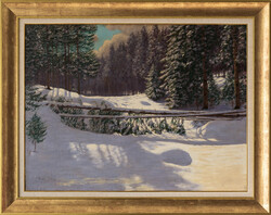 Olgyai Viktor -Téli erdő című festménye