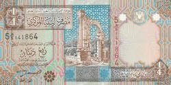 Líbia 1/4 dinár, 2002, UNC bankjegy