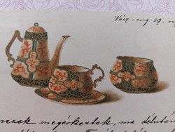 Old postcard 1900 postcard with porcelain tea motif