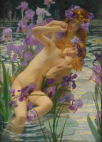 Bussiere - among irises - canvas reprint