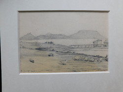 Imre Lénárd (1889 - 1918): pencil drawing, Balaton landscape 1908. Graphics