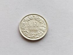 Svájc ezüst 1/2 frank 1959. B.