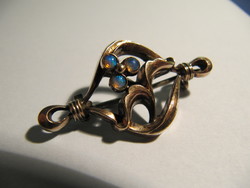 Antique art nouveau special opal fire opal decorated gold plated brooch pin