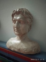 Klasszikus római férfi fej, büszt, relief, domború kép, falidísz asztali dísz