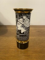 Szász Endre hollóházi porcelán 20cm pillangós váza