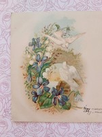 Régi képeslap 1900 levelezőlap ibolya galamb gyöngyvirág