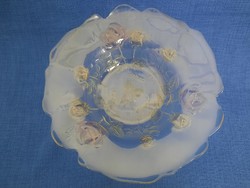French Rose Pattern Glass Serving Dish, Centerpiece