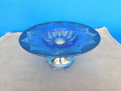 Silver footed serving glass with overlay 158 g