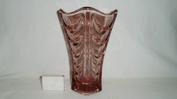 Régi vastag falú, mályva színű üveg váza