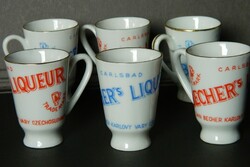 Becherovka liqueur glass, becher's karlovy vary from the 1960s, 6 pcs