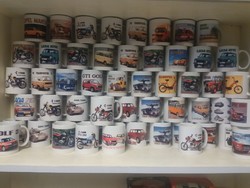 Retro car, motorcycle, tractor mugs