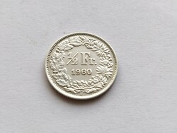 Svájc ezüst 1/2 frank 1960. B.