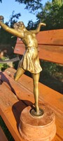 Bronze ballerina 26 cm+ on a marble plinth, with ribot sign, 1920s.