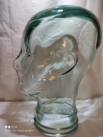 Jelzett eredeti VIDRIOS Made in Spain vastag falú üveg fej szobor