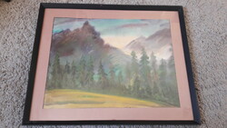 Réti Mátyás Tatry landscape in mixed technique