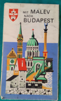 Retro print, malév budapest map, folk art and handicraft company