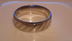 Silver, engraved wedding ring