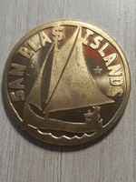 SAN BLAS ISLANDS  hajó csillag nélkül token , zseton 1971  sárgaréz