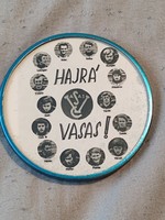 Hajrá Vasas reklám zsebtükör 1965, Puskás Lajos fotójával
