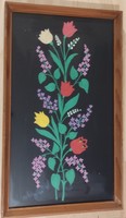 Retro embroidered wall picture, embroidery in a frame