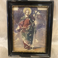 Antique picture frame with watercolor picture.