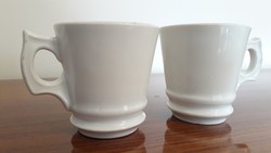 Antique thick-walled porcelain cup old white Bieder coffee mug 2 pcs