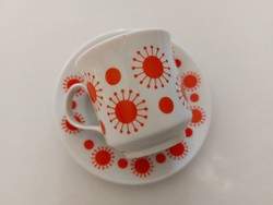 Retro Alföldi porcelán piros mintás kávés csésze 1 db