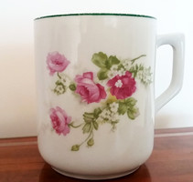 Régi Zsolnay porcelán csésze vintage rózsás bögre