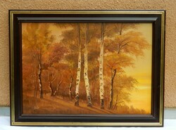 Tíbor Barta - dusk in the forest, oil painting