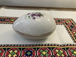 Aquincum porcelán ibolyás tojás alakú bonbonier