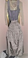 Casual long dirndli. Size 40, with silver apron and cream blouse.