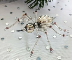 Old tapestry glass Christmas tree decoration spider 5x7cm