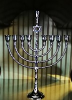 Nine-armed Hanukkah candle holder