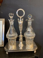 Silver framed oil and vinegar holder - antique French (17)