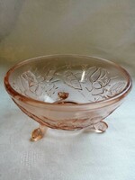 Salmon-colored glass bowl with base