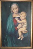 Raffaello Madonna del Granduca festménye után készült másolat, olajfestmény vászonra