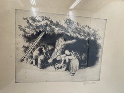 Rare etching by István Szőnyi