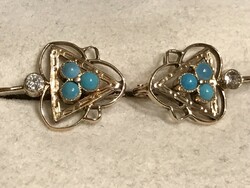 Antique gold earrings with turquoise